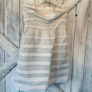 White strapless JCrew dress pockets